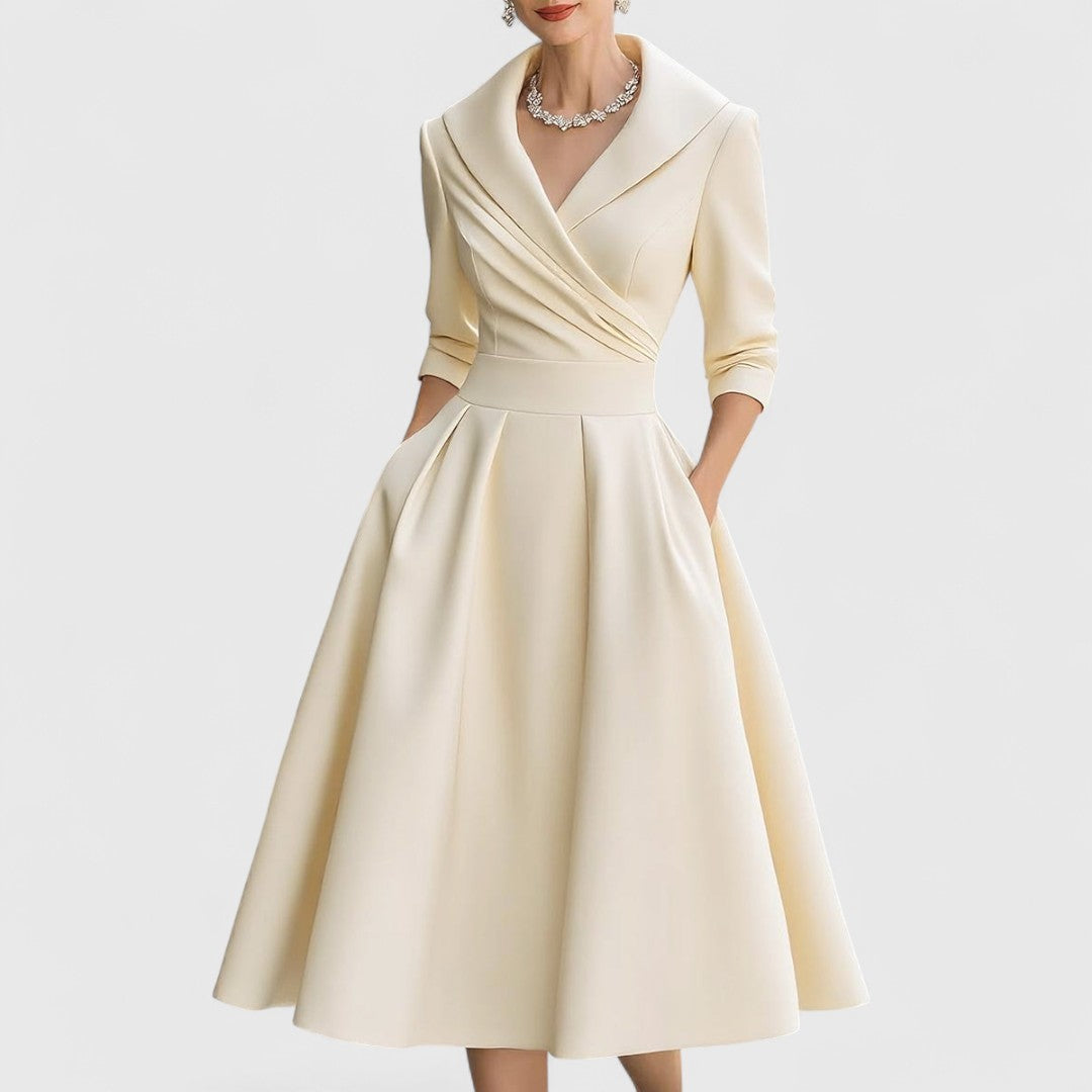 Teresa | V-Neck Flared Midi Dress