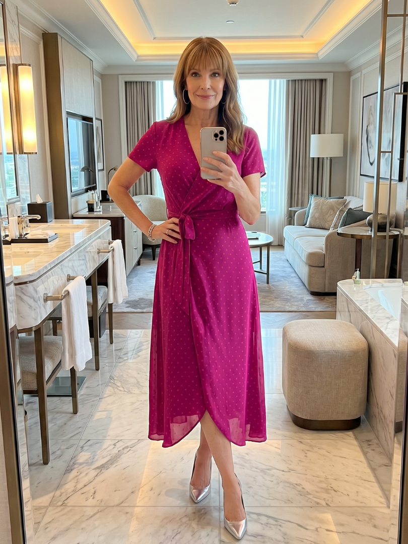 Priya | Short Sleeve Wrap Midi Dress