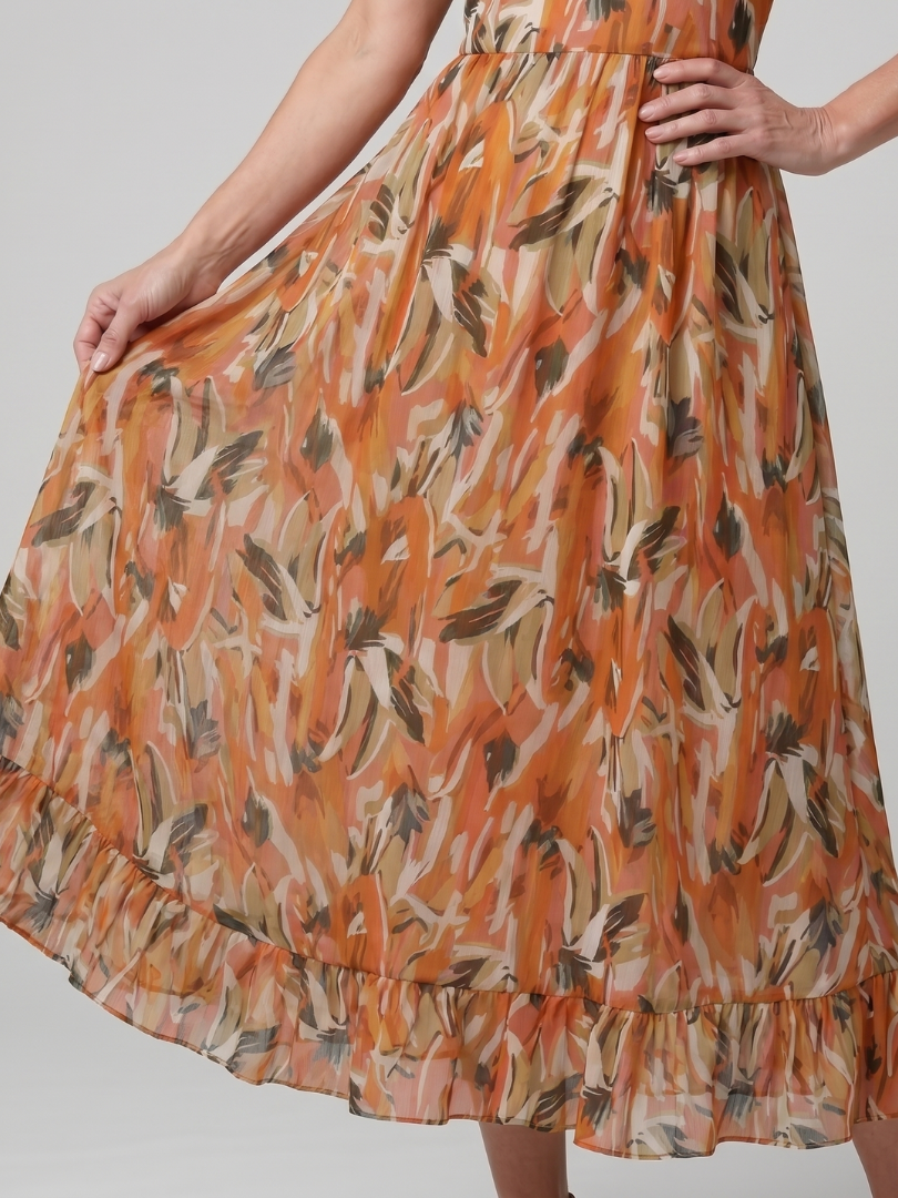 Deirdre | Ruffle Trim Strappy Midi Dress