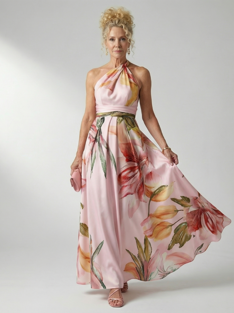 Amiel | Halter Floral Maxi Dress
