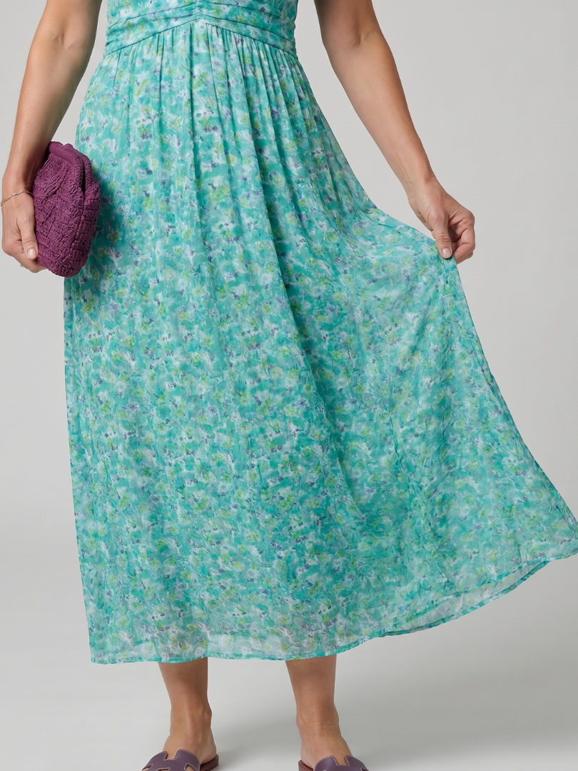 Juna | Short Sleeve Ditsy Floral Midi Dress