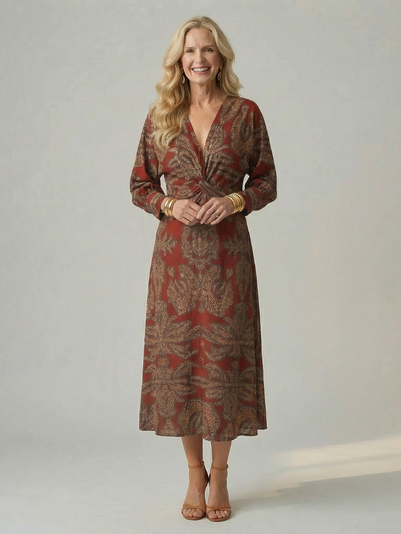 Lune | Patterned Wrap Midi Dress