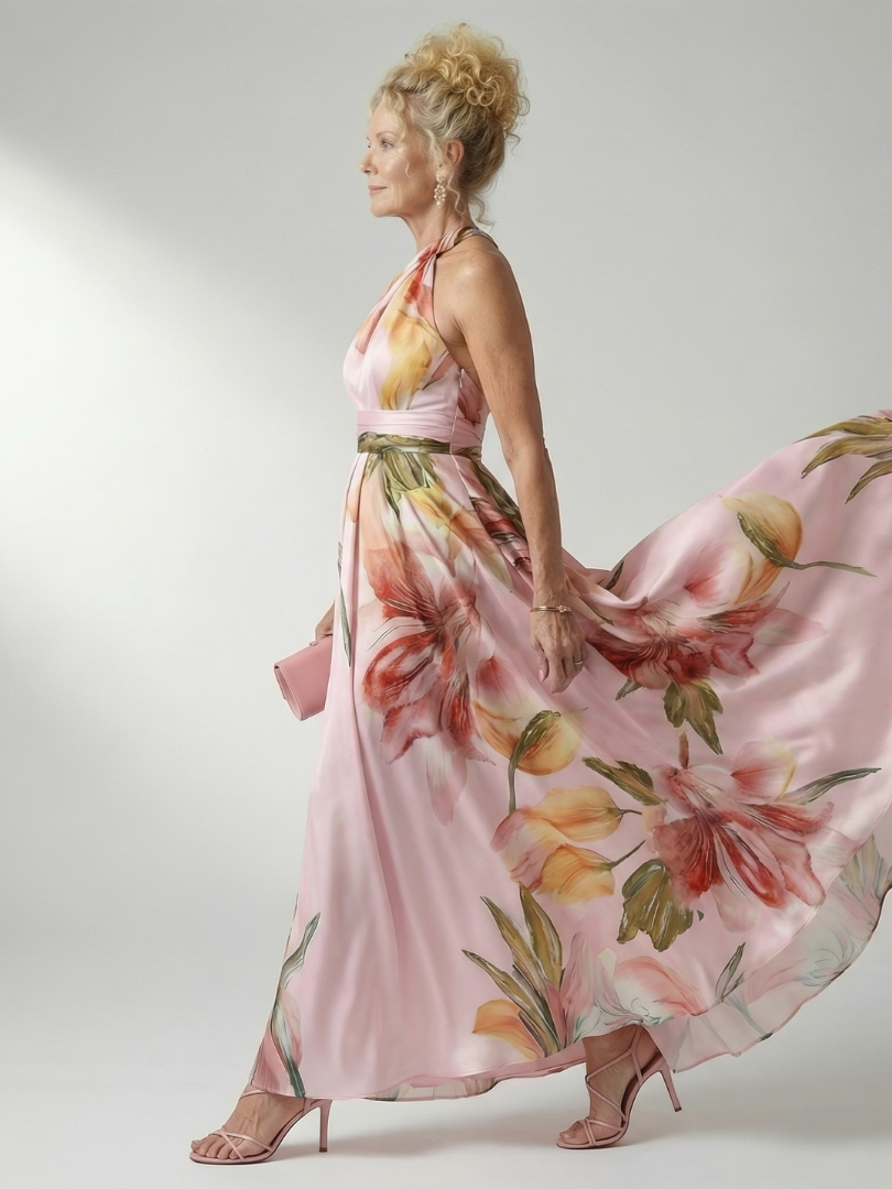 Amiel | Halter Floral Maxi Dress