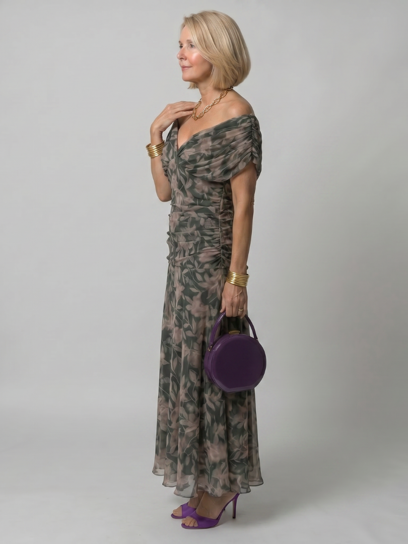 Elsa | Off-Shoulder Draped Midi Dress