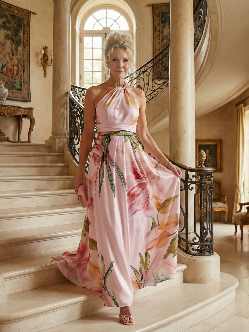 Amiel | Halter Floral Maxi Dress