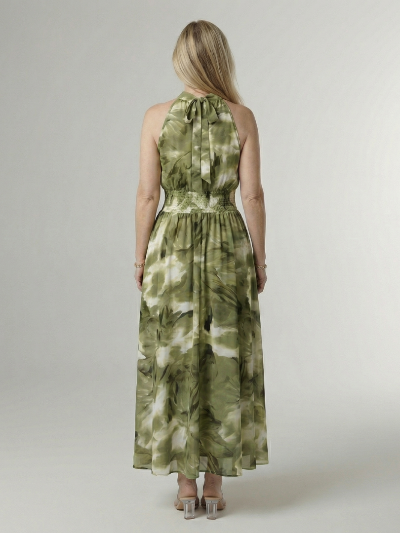 Elaine | Gathered Halter Midi Dress