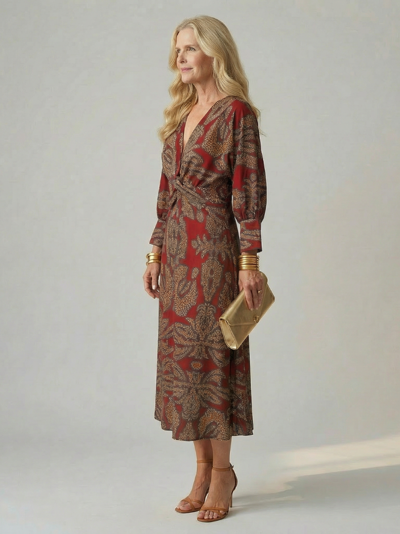 Lune | Patterned Wrap Midi Dress