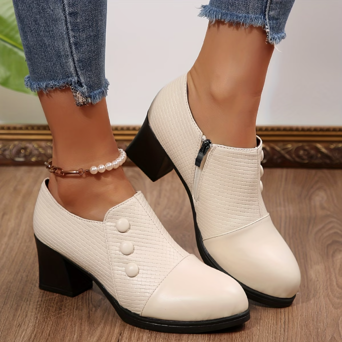 Evelyn | Zip-Up Block Heel Shoes