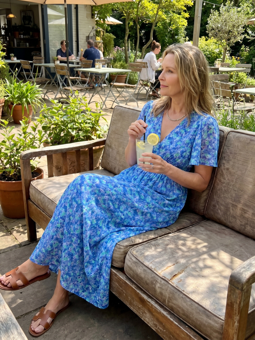 Juna | Short Sleeve Ditsy Floral Midi Dress