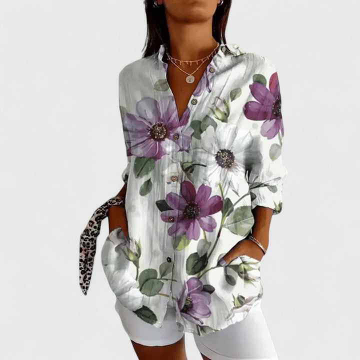 Brenda | Floral Button-Up Blouse