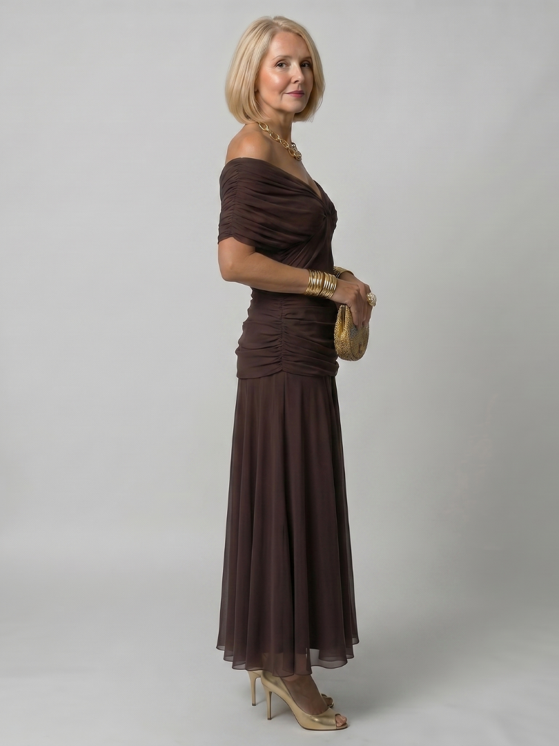 Elsa | Off-Shoulder Draped Midi Dress
