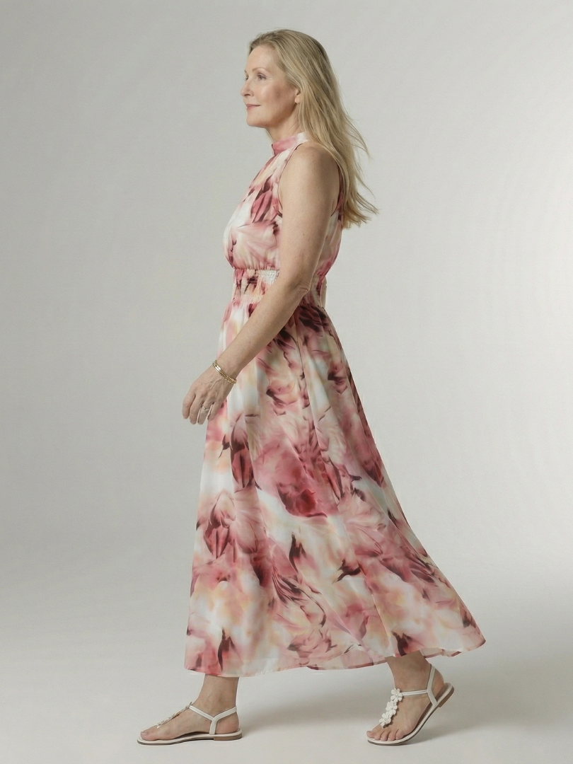 Elaine | Gathered Halter Midi Dress