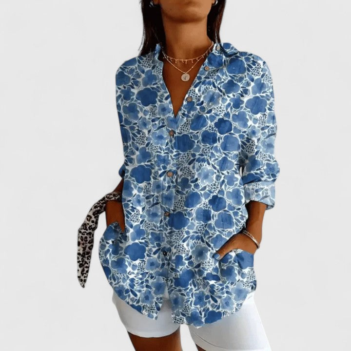 Brenda | Floral Button-Up Blouse
