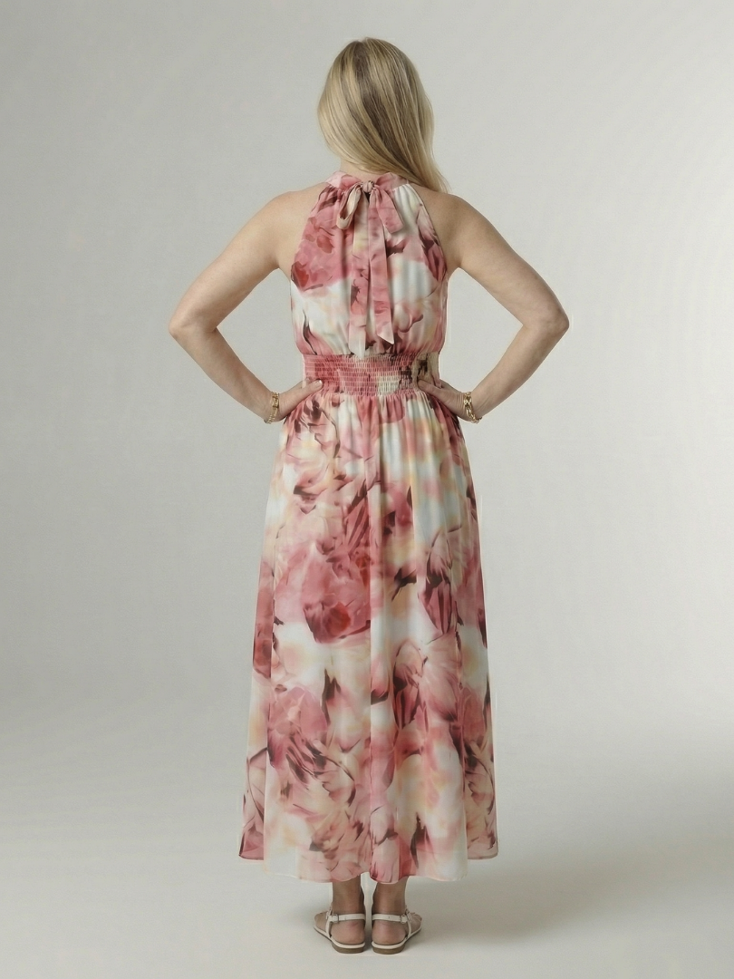 Elaine | Gathered Halter Midi Dress