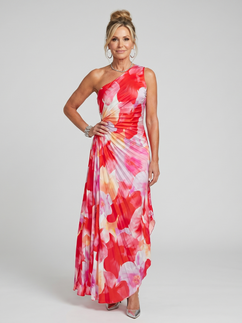 Carla | One Shoulder Floral Midi Dress