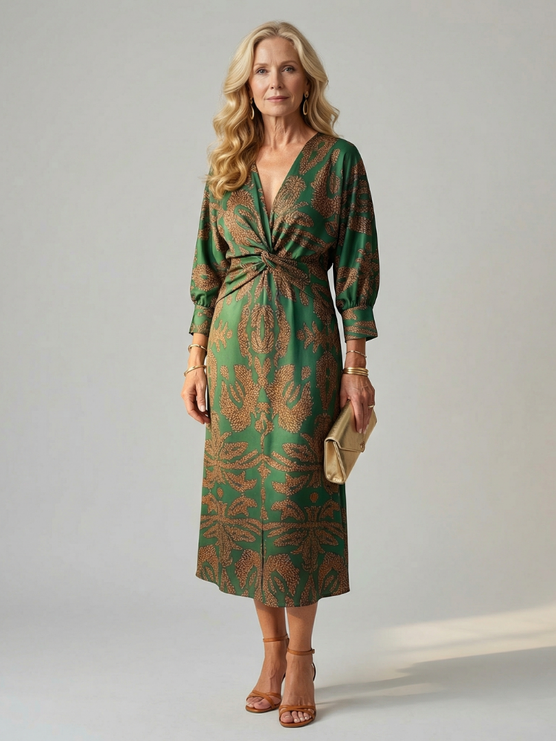 Lune | Patterned Wrap Midi Dress