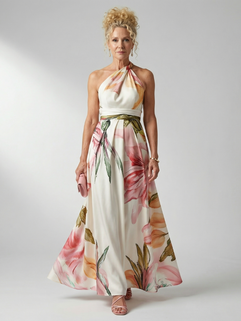 Amiel | Halter Floral Maxi Dress