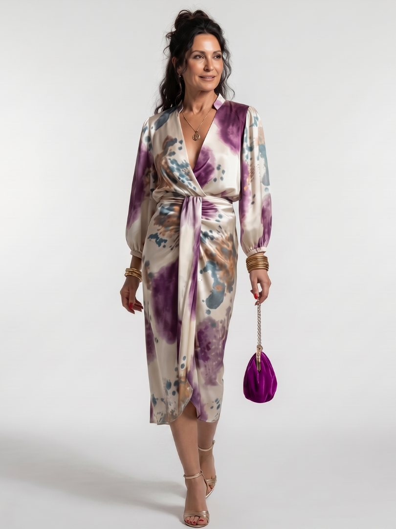 Valentina | Printed Tie Waist Midi Dress