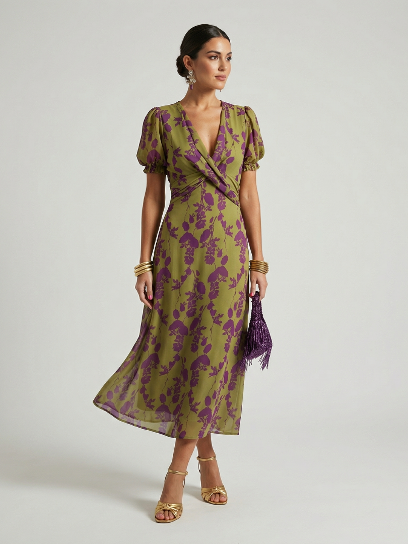 Emma | Floral Wrap Midi Dress