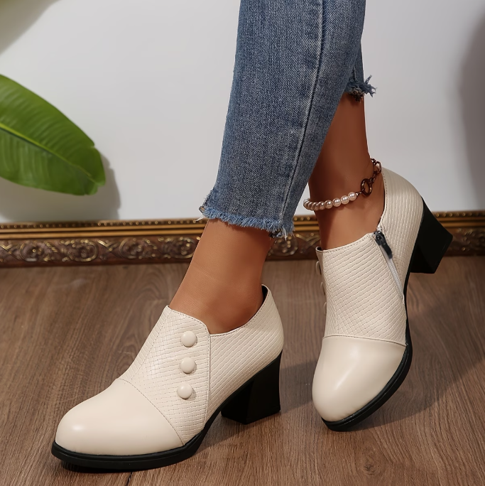 Evelyn | Zip-Up Block Heel Shoes