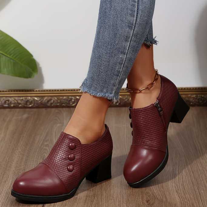 Evelyn | Zip-Up Block Heel Shoes
