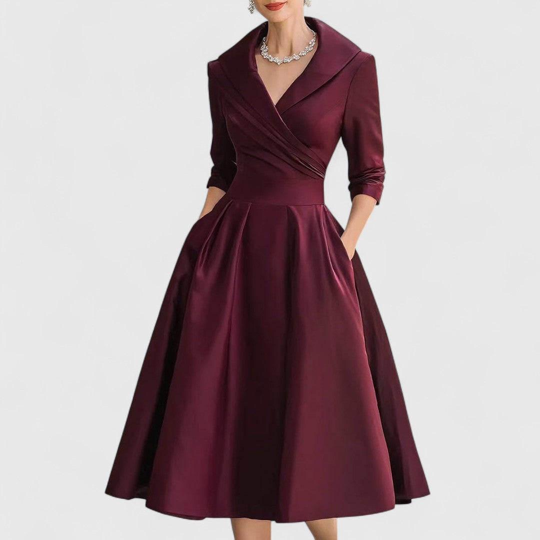 Teresa | V-Neck Flared Midi Dress