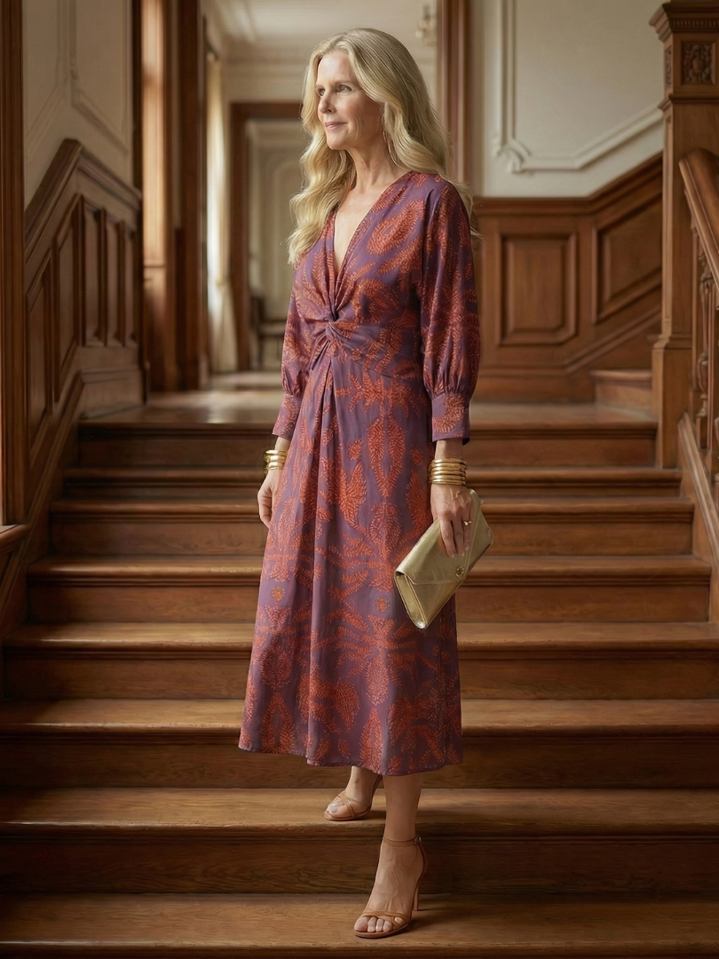Lune | Patterned Wrap Midi Dress