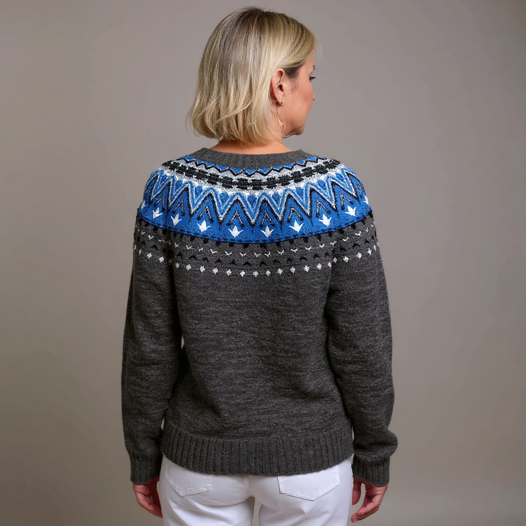 Ragna | Fair Isle Yoke Knit Cardigan