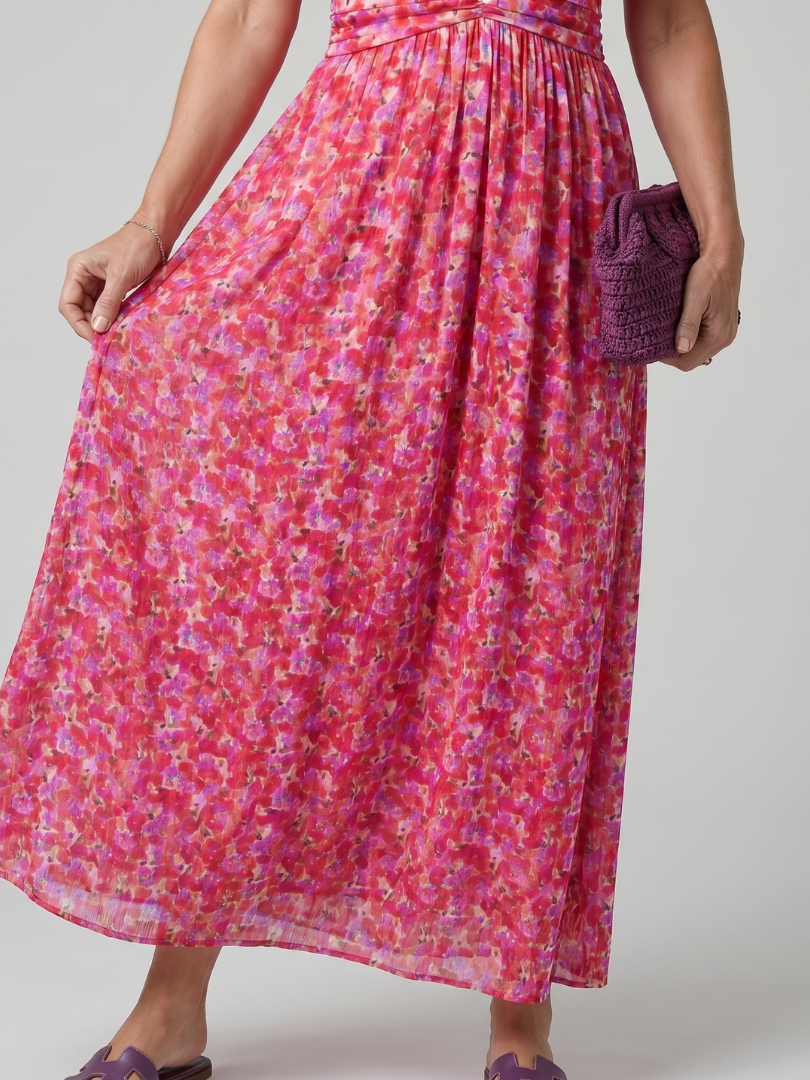 Juna | Short Sleeve Ditsy Floral Midi Dress
