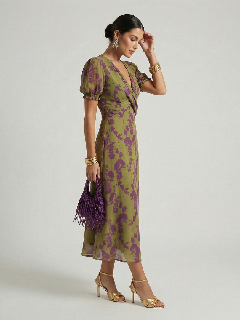 Emma | Floral Wrap Midi Dress