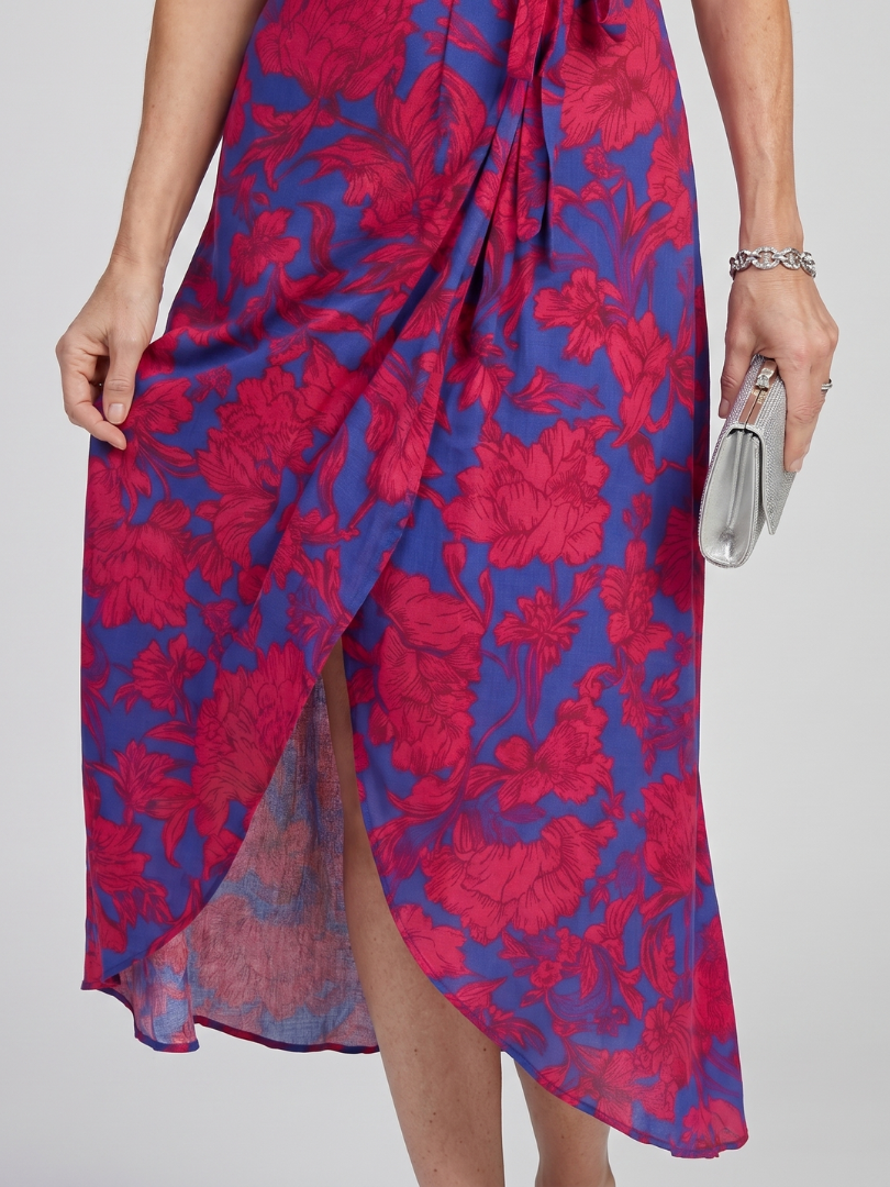 Priya | Short Sleeve Wrap Midi Dress