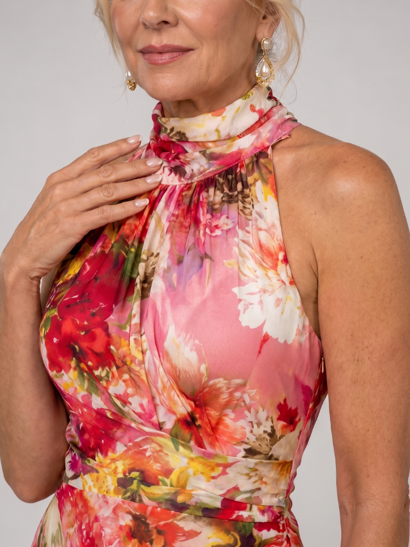 Elisabetta | Halter Floral Print Maxi Dress