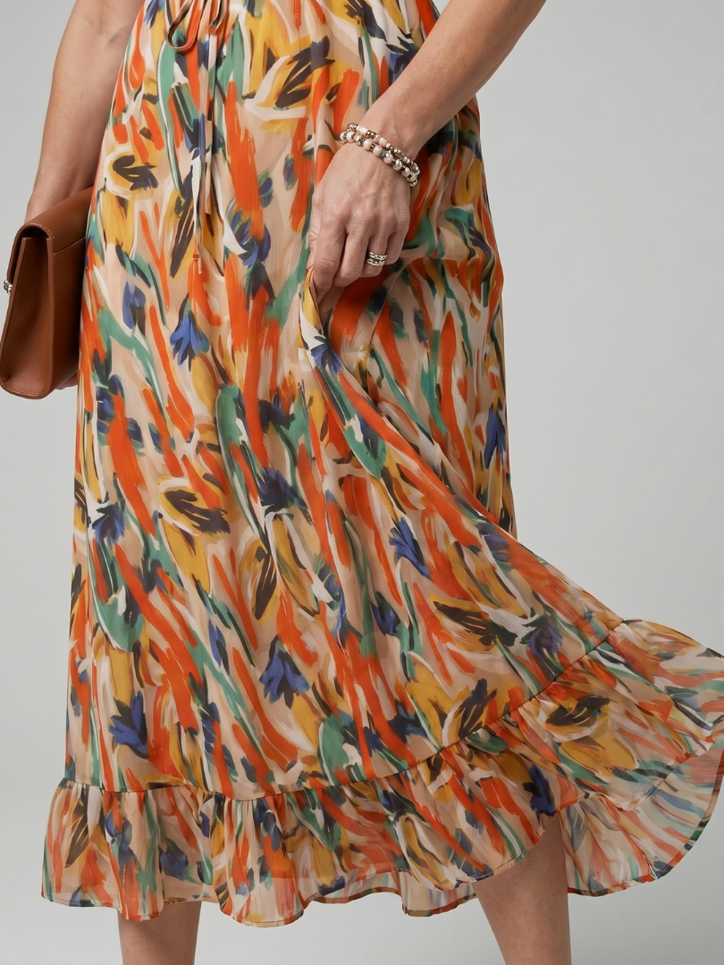 Deirdre | Ruffle Trim Strappy Midi Dress