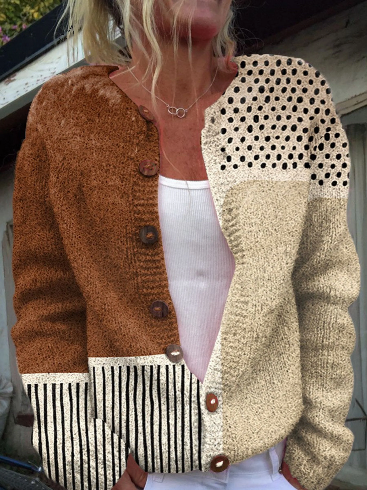 Orvienne | Patchwork Knit Cardigan