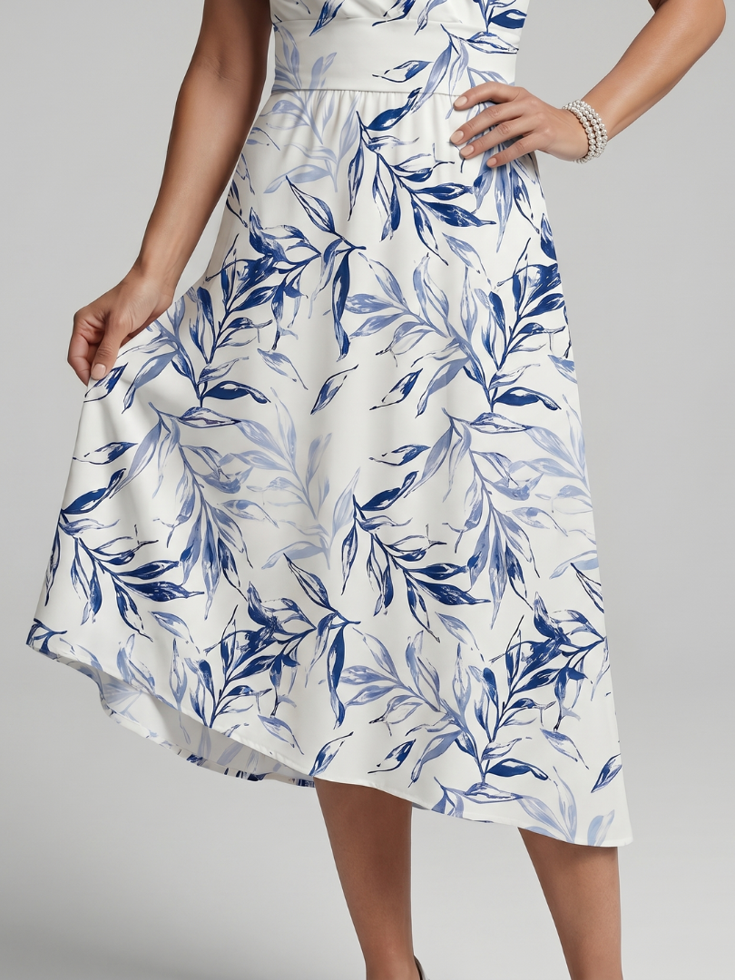Deborah | Flutter Sleeve Botanical Wrap Midi Dress