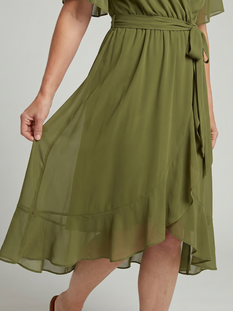 Keziah | Flutter Sleeve Wrap Midi Dress