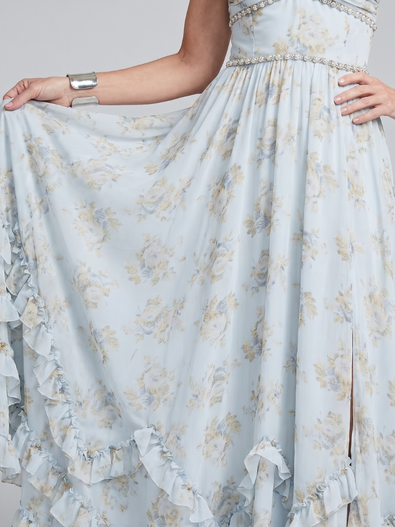 Alessia | Halter Tiered Floral Maxi Dress