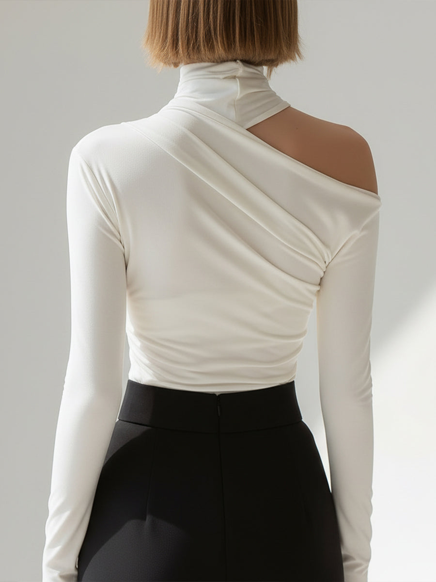 Shirlee | Asymmetric Draped High-Neck Top