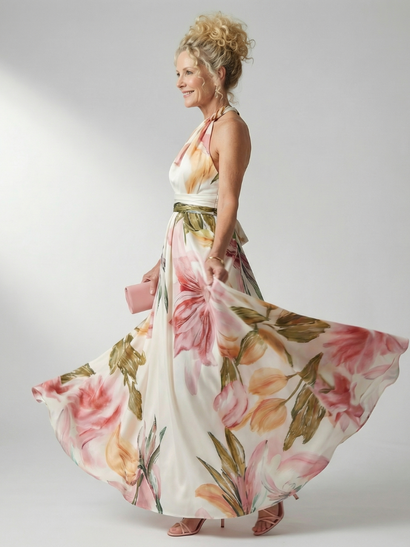 Amiel | Halter Floral Maxi Dress