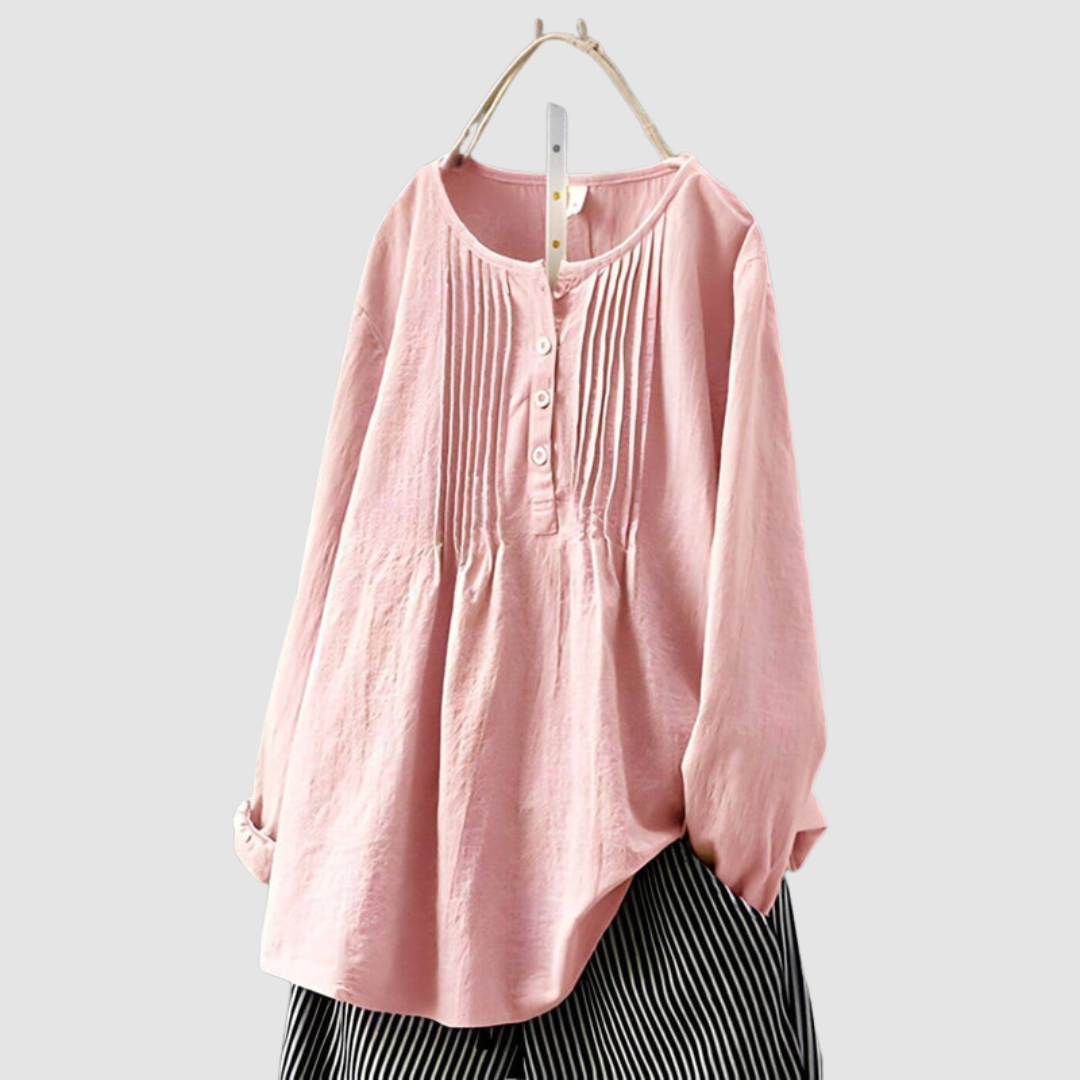 Brenna | Pleat Front Round Neck Blouse