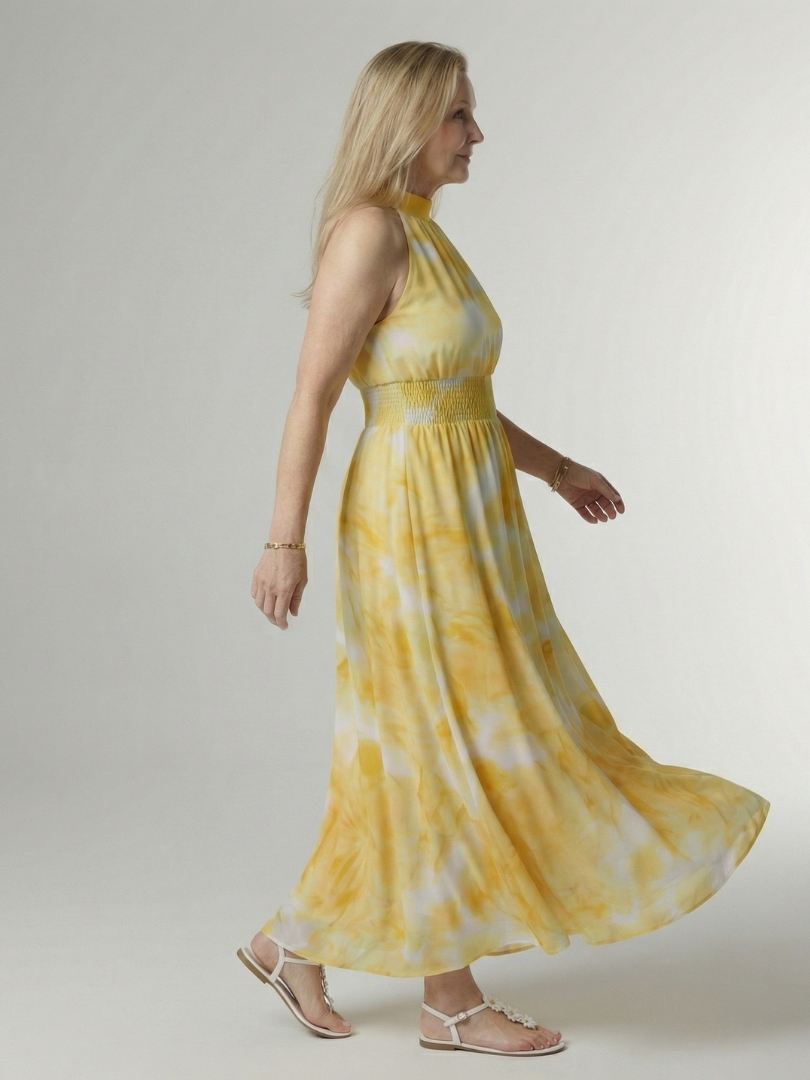 Elaine | Gathered Halter Midi Dress