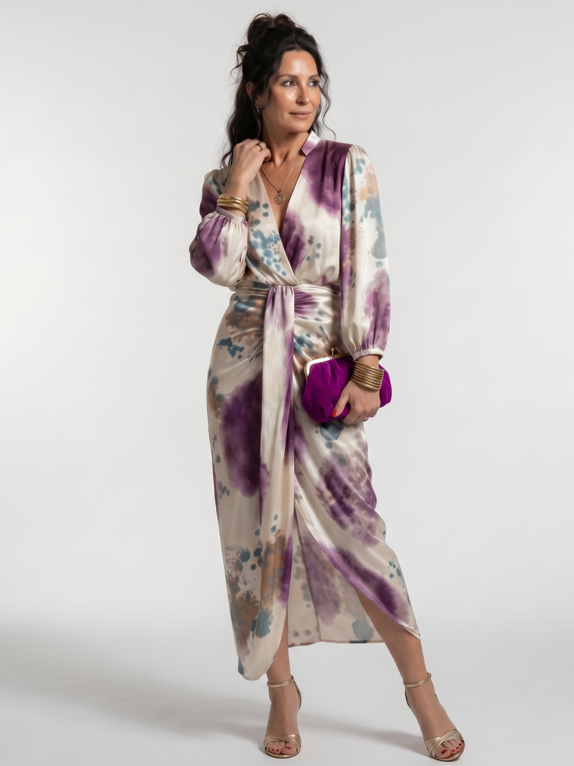 Valentina | Printed Tie Waist Midi Dress
