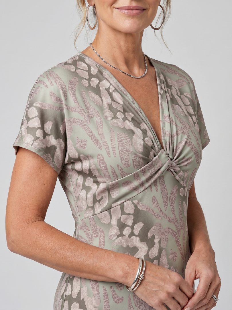 Astra | Twist Front Abstract Print Dress