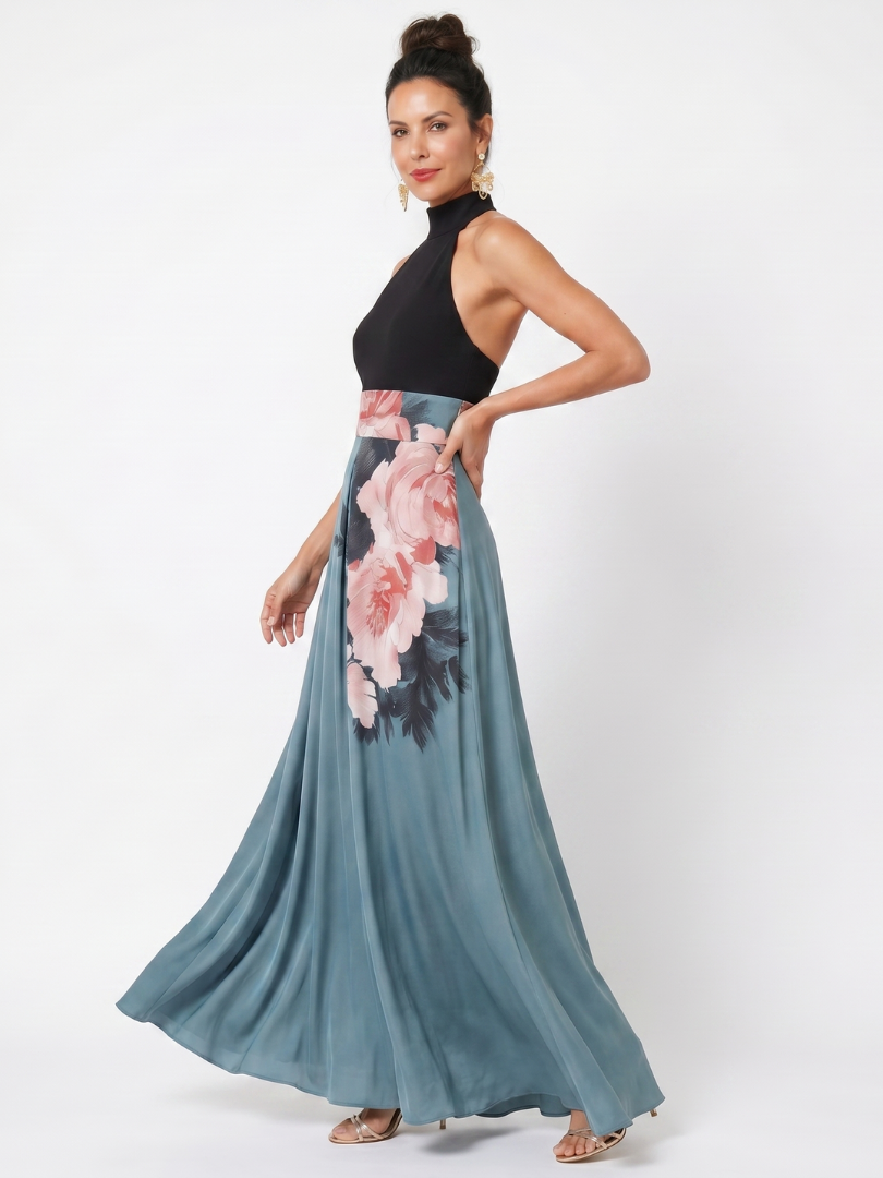 Dina | Halter Floral Slit Maxi Dress