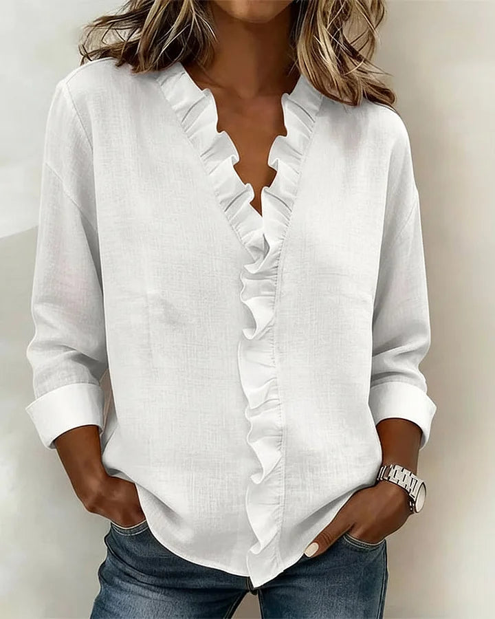 Susan | Ruffle V-Neck Blouse