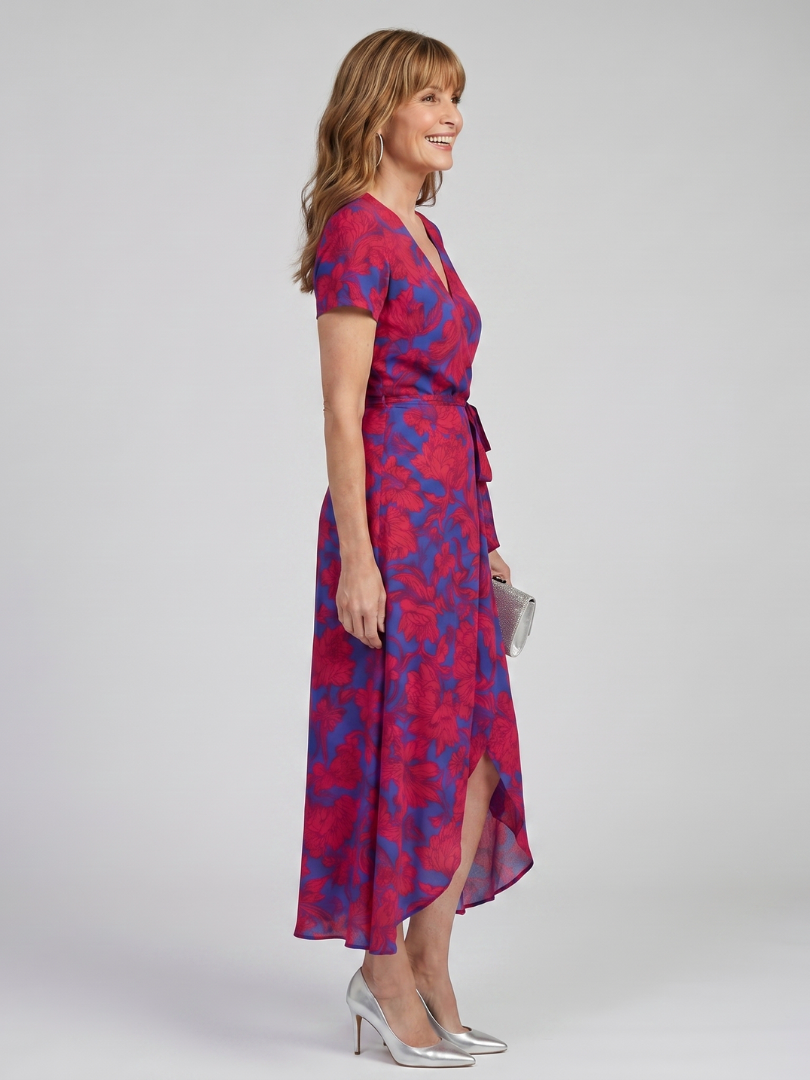 Priya | Short Sleeve Wrap Midi Dress
