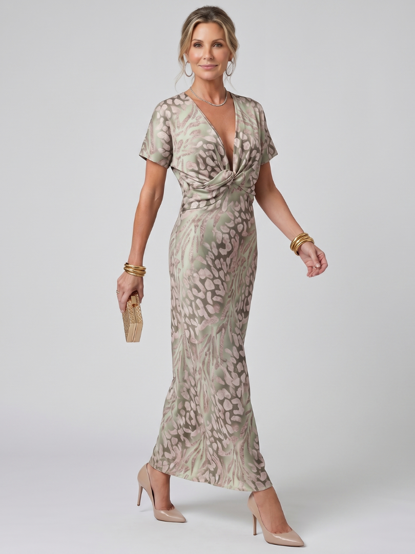 Astra | Twist Front Abstract Print Dress