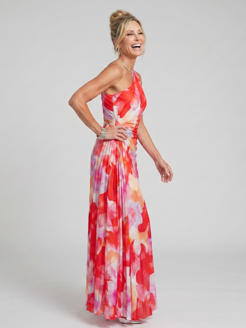 Carla | One Shoulder Floral Midi Dress