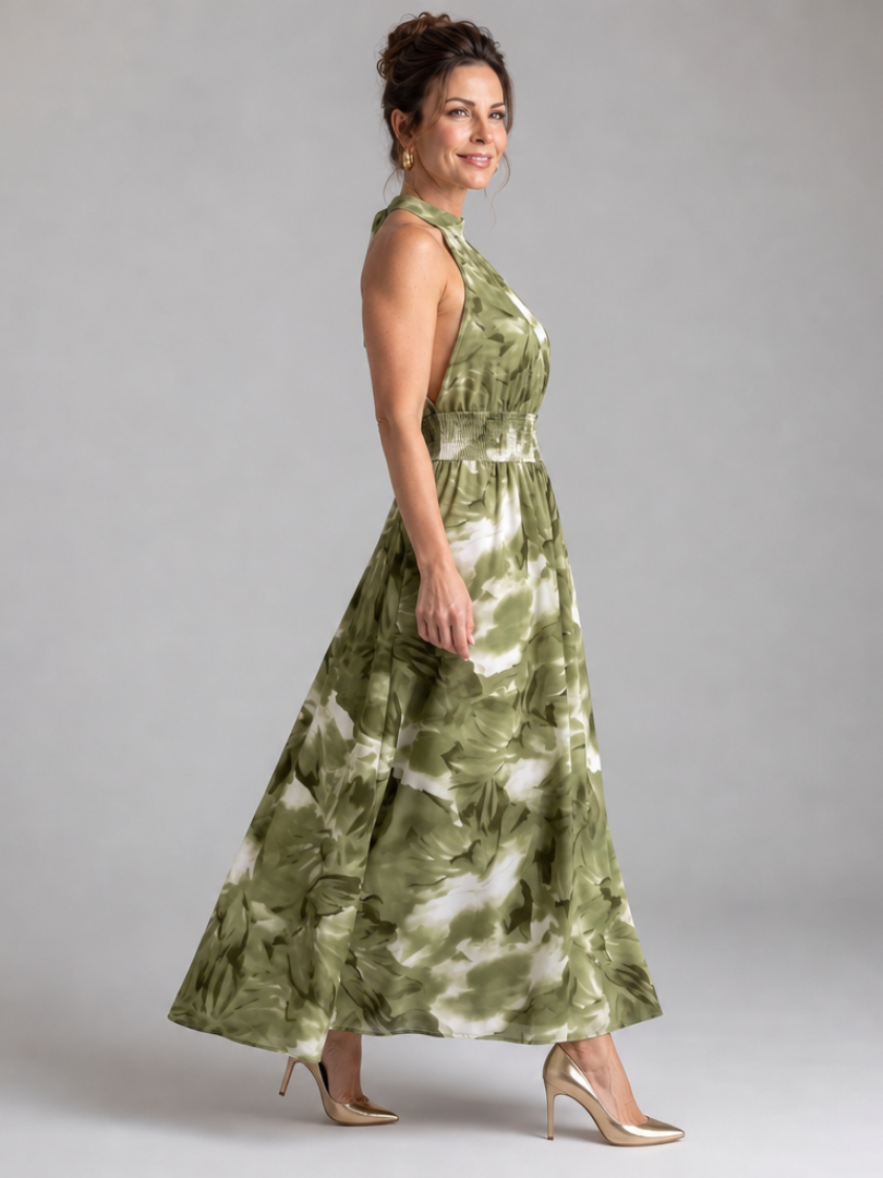 Dorinda | Halter Abstract Print Midi Dress