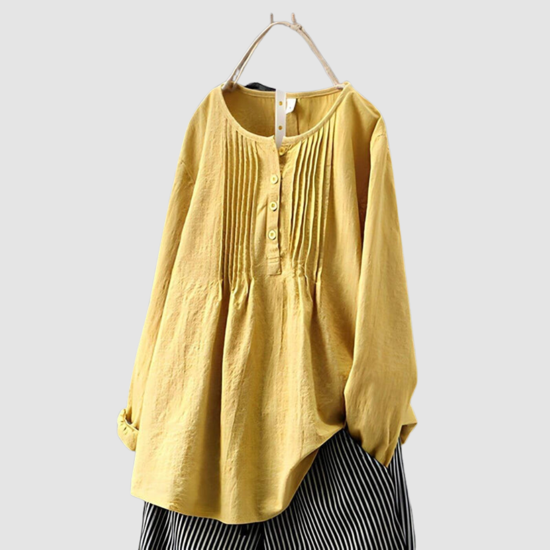 Brenna | Pleat Front Round Neck Blouse